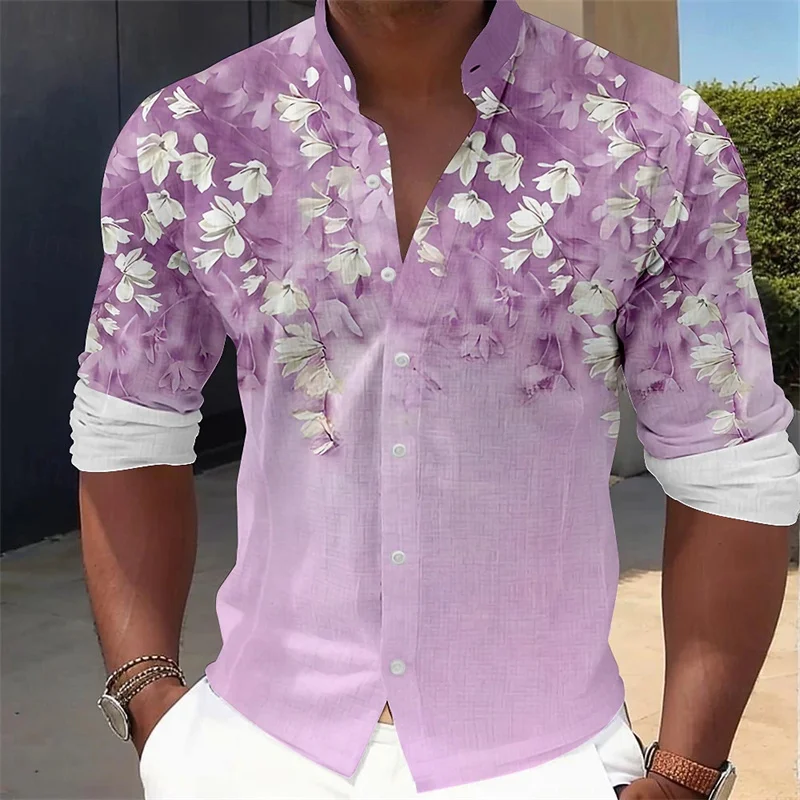 Printed Floral Shirt - Erkek Çiçek Desenli Uzun Kollu Gömlek,