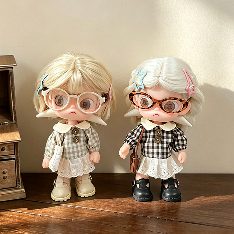 Vintage Fashion Dolls - Vintage Tatlı Ekose Bebek Elbisesi 20cm