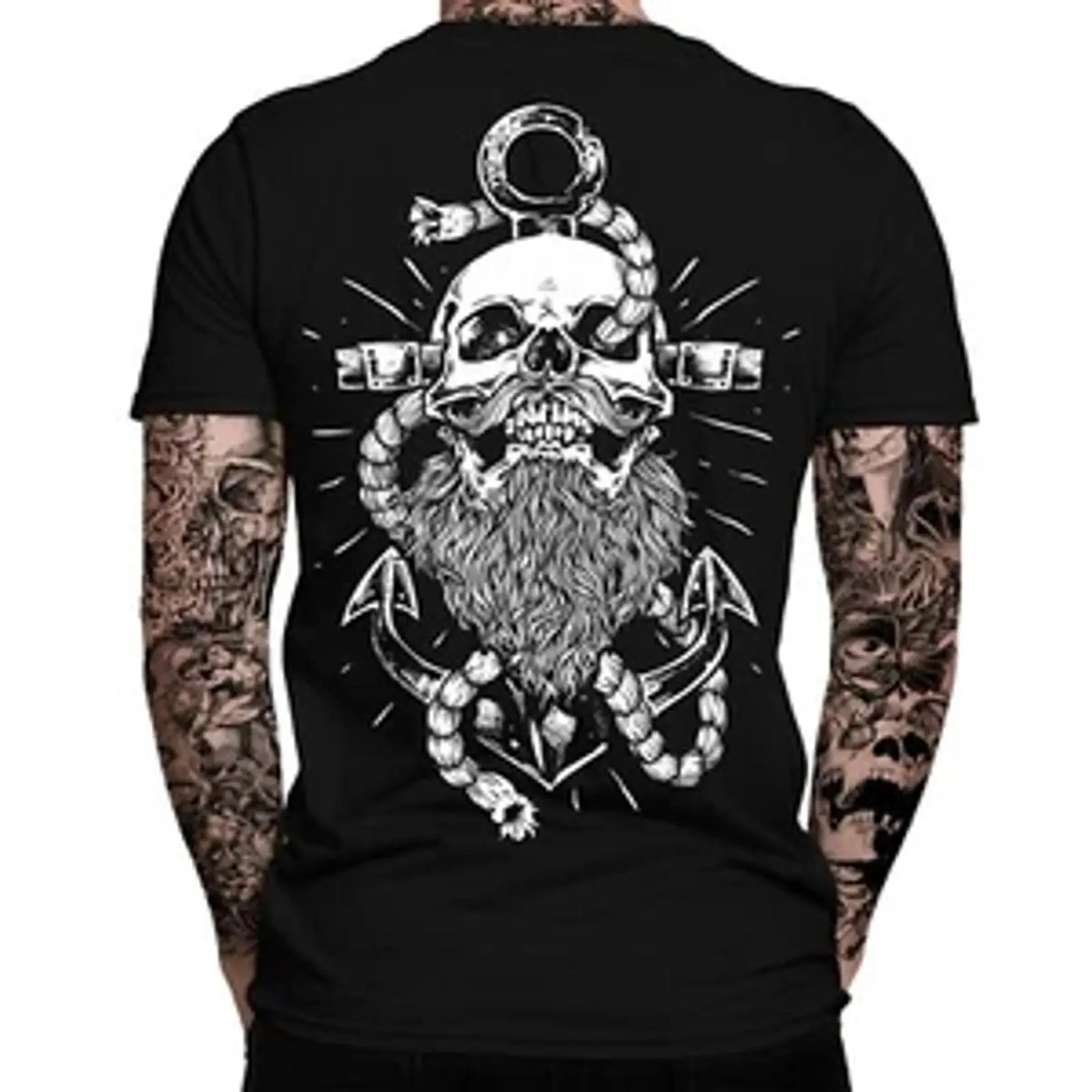 Vintage Fashion Hamburg - Erkekler için Anchor T Shirt Skull