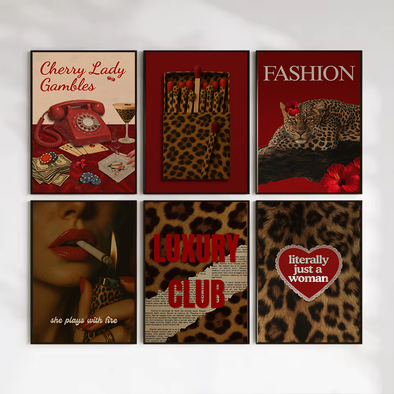 Moda Leopar Kibrit Kutusu Duva - Vintage Vogue Fashion Poster incelemesi ve fiyatı