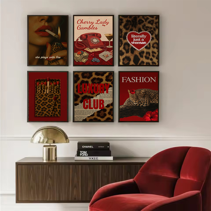 Moda Leopar Kibrit Kutusu Duva - Vintage Vogue Fashion Poster incelemesi ve fiyatı